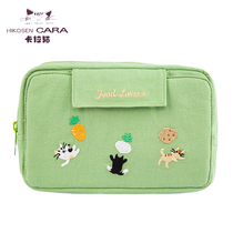 HIKOSEN Carla cat portable cosmetic bag canvas cotton Japanese handmade original design womens small bag