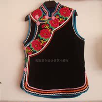 Handmade traditional Yi embroidery embroidered clothes Yunnan ethnic clothing left foot dance clothing torch festival set new