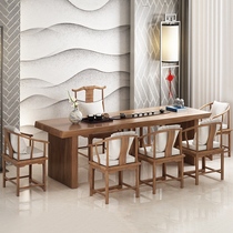 Tea table Household new Chinese Kung Fu tea table and chair combination solid wood coffee table Simple modern log small tea table Zen