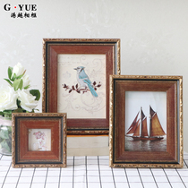 Vintage nostalgic solid wood combination photo frame table 3 5 6 7 8 10 12 Seven-inch creative picture frame mounted on the wall
