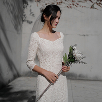 SHOOYA original Snow Lotus Korean retro minimalist lace dress Tour light wedding wedding dress
