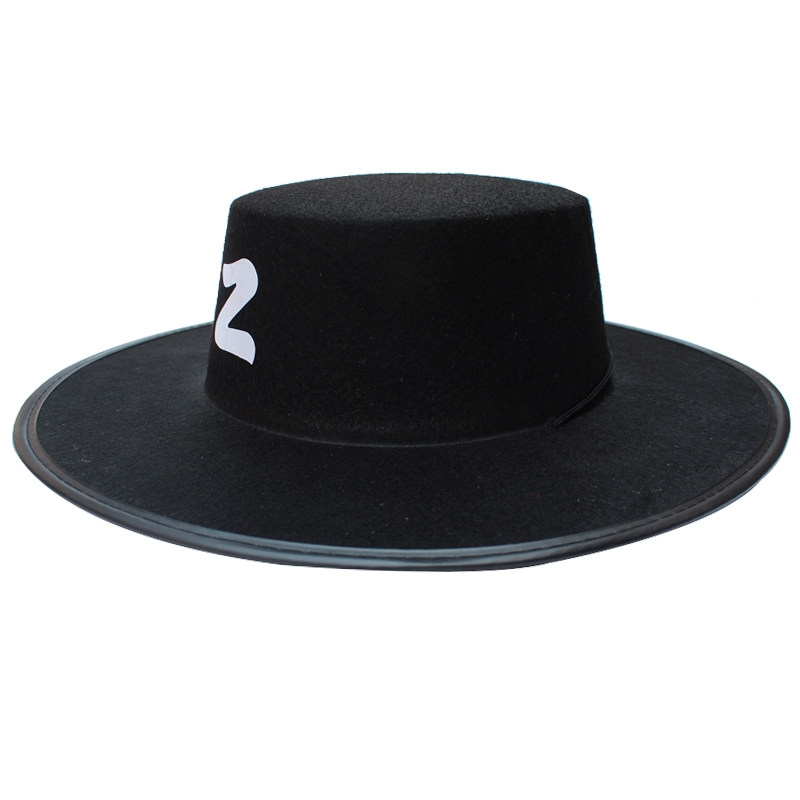 万圣节表演道具化妆舞会派对帽子佐罗装扮cos佐罗帽子大人儿童