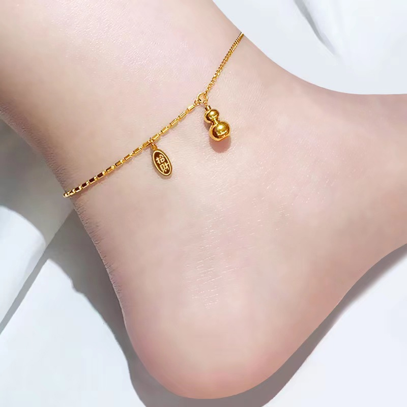 Bill Chaejin Gourd Feet Chain Women 18K Gold Mesh Red Ins Superior Sense Temperament Brief 100 lap Light Extravagant Design Footed Tide-Taobao