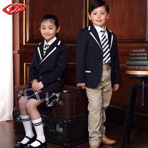 Custom school uniforms for primary school students in spring and autumn men's and women's Tibetan blue uniforms children's knitwear performance uniforms class uniforms