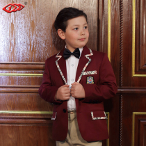 Uniform Pupils Spring and Autumn School Uniform Boys Red Leisure Fashion Fashion Suit (6-12 years old)