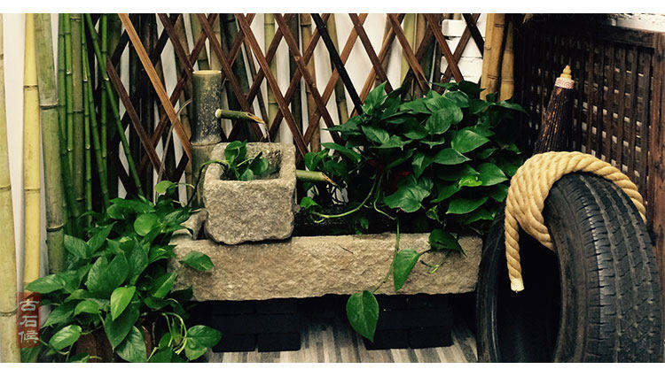 石槽花盆石雕鱼缸盆景洗手盆养花庭院石缸老猪槽室内木架流水摆件