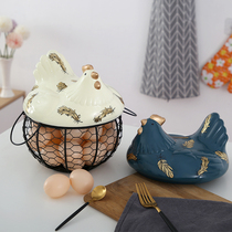 American country style wrought iron fruit snack egg basket hen storage basket creative home kitchen ornaments