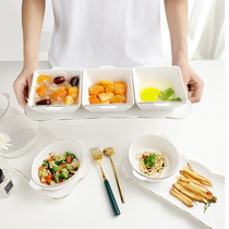 Nordic afternoon tea breakfast set Dried fruit bowl Salad bowl Fruit bowl Snack plate Sushi plate Phnom Penh embossed tableware