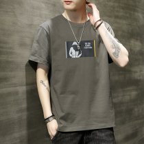 Tide Summer Pure Cotton Short Sleeve T-shirt Men Hans Edition in Hundred and Large-Cover Semi-Small-Sleeved Coat