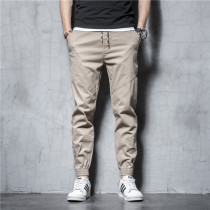Tide Cards Spring Loose big code Works pants Pants Feet Casual Pants Long Pants Men Han Prints Small Leggings Pants Thin