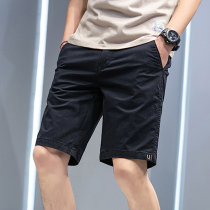 Tide Card Summer Casual Shorts Men Loose Straight Cylinder 50% Pants Tightness Waist Trendy Pure Color Minimalist Tooling Midpants