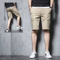 trendy summer men's workwear shorts men's half pants loose casual mid length straight 5 pcs pants jeans ins