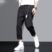 Tide Cards Spring Casual Pants Mens Korean Version Trend Pendant Small West Pants Loose Straight Barrel Small Feet 90% Kharen Pants Thin