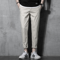 Tide Card Summer Slim Fit 90% Pants Men Straight Cylinder Sashimi Casual Pants Male Korean version Trend small footed elastic 100 lap pants