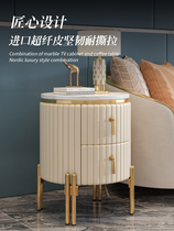 Light luxury living room sofa side cabinet side corner few net red side table small coffee table simple small round table marble rock board