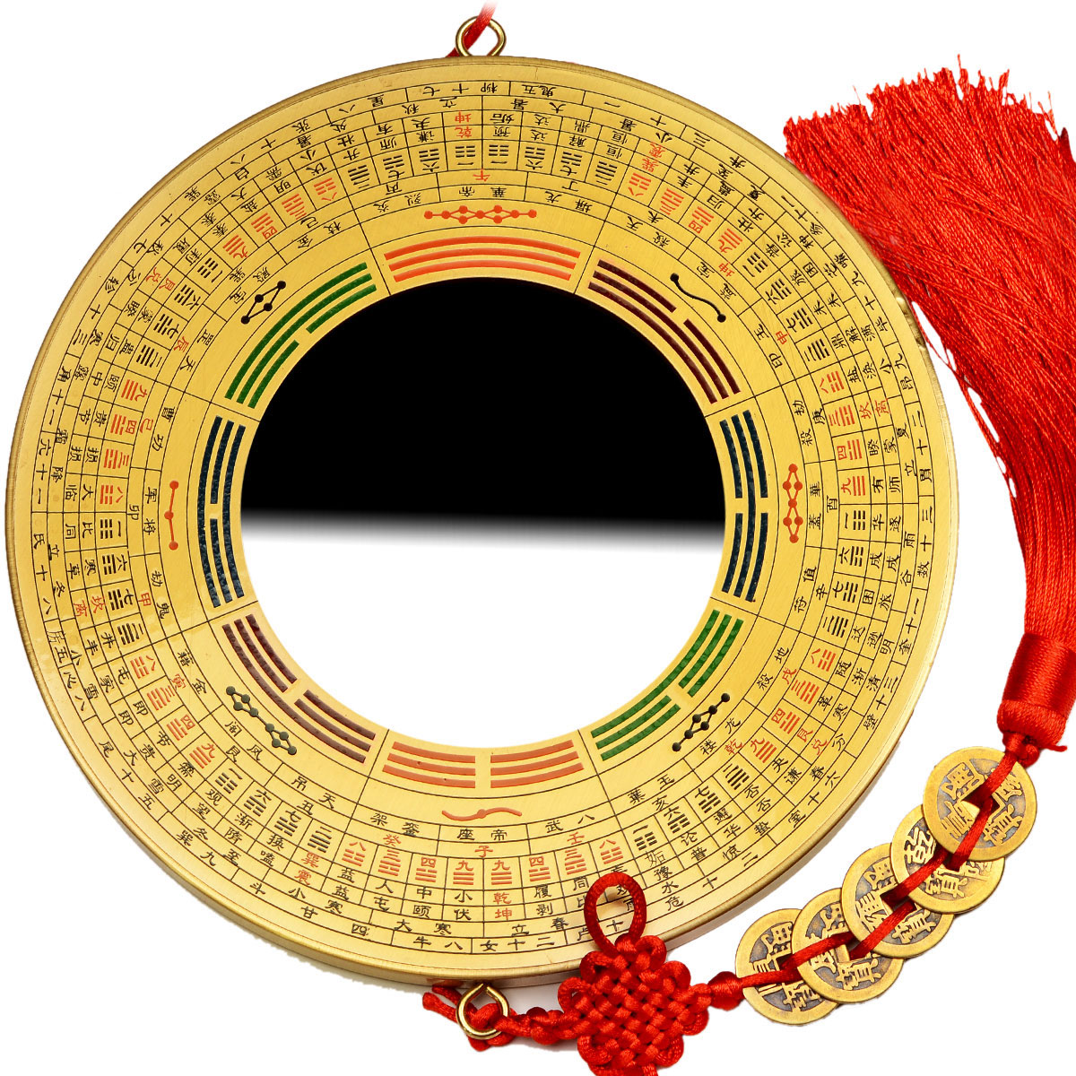 风水阁 纯铜八卦镜挂件凸镜凹镜九宫罗经开光八卦镜配五帝钱家居产品展示图3