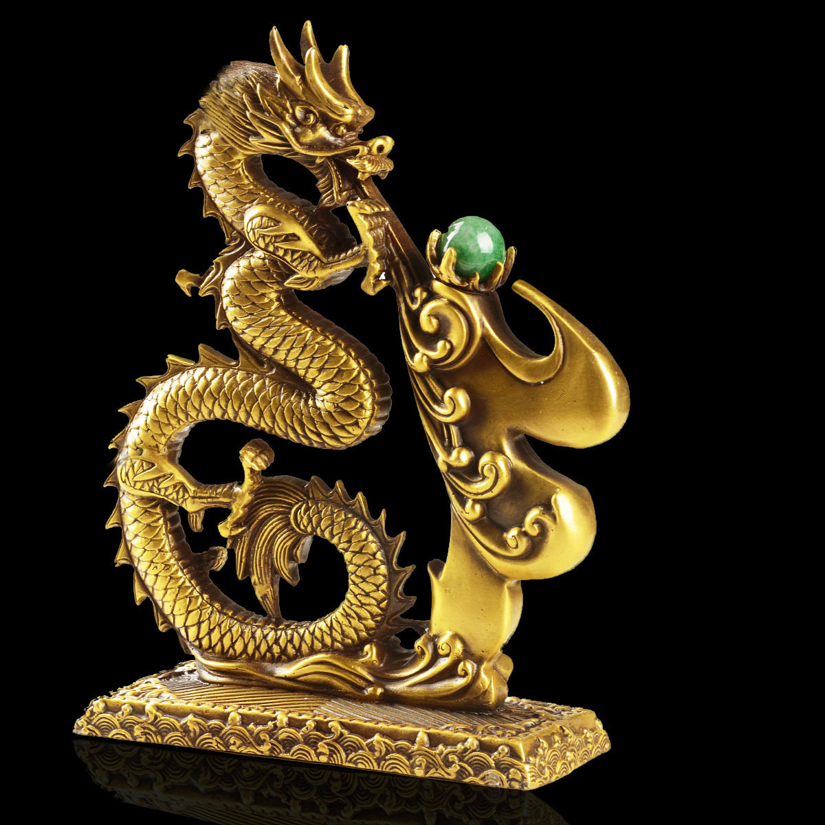 风水阁风水黄铜龙摆件13017