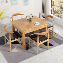 Chinese style full solid wood dining table and chairs combined net red light luxury small family type multifunctional retractable home rectangular dining table