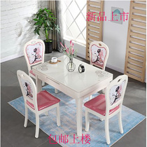 Nordic tempered glass with telescopic dining table and chairs combined simple and small family type multifunctional household rectangular dining table