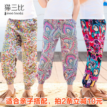 Ethnic style girls bloomers summer Thailand childrens beach pants big children flower pants thin girls anti-mosquito pants womens clothing