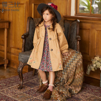 Girls windbreaker mid-length spring and autumn new cotton childrens clothing middle-aged and older childrens embroidered girls tops childrens coat foreign style