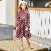 Girls long sleeve dress foreign spring dress 2020 new childrens middle-aged children flower skirt cotton girl spring and autumn
