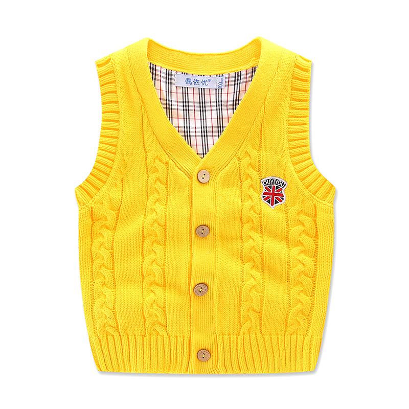 韩版粗毛线儿童背心马甲潮宝宝针织马夹2017春装新款童装男童毛衣