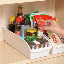 Japanese style kitchen storage box with pulley transparent plastic storage box seasoning bottle material storage basket household rack