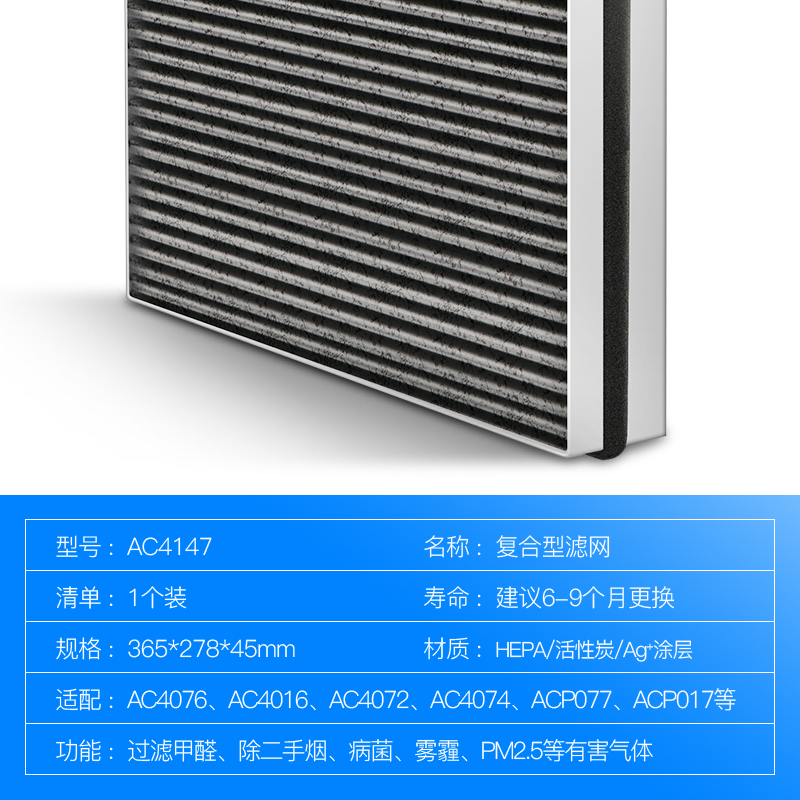 fit for philips air purifier ac4076 4016 4074 filter screen 4147 filter element acp017 / 077