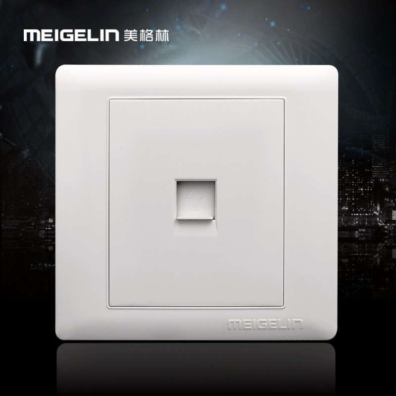 86型墙壁开关插座面板固定电话线插座接口插孔二芯电话插座象牙白_7折