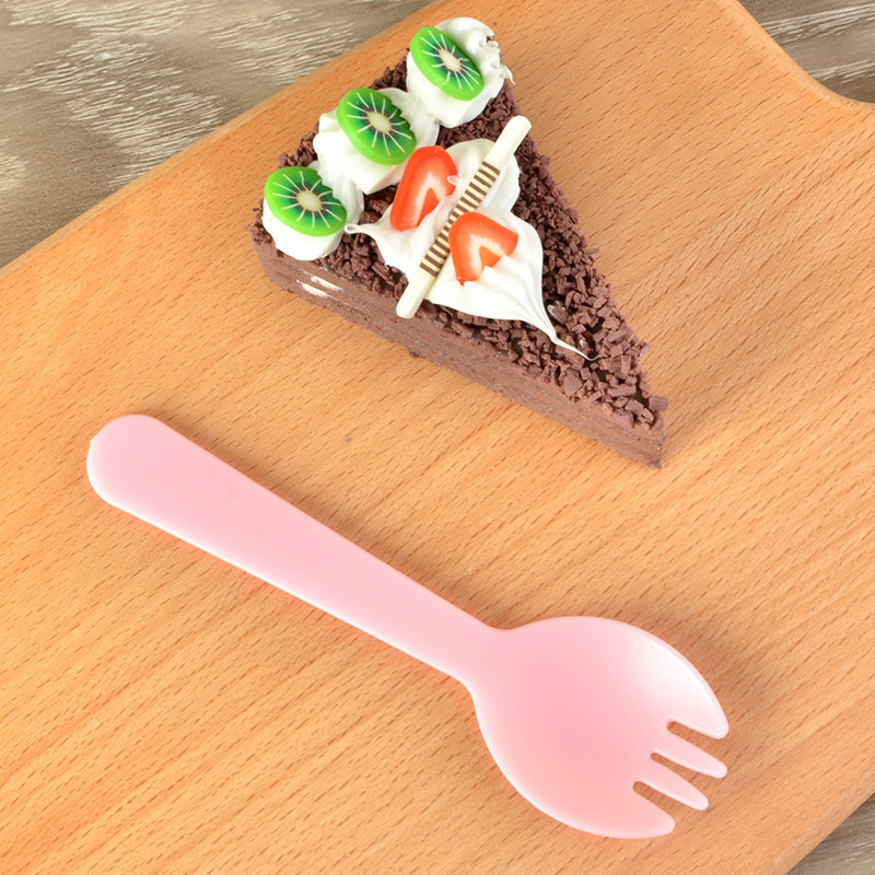 加厚塑料彩色叉勺蛋糕水果点心勺子叉子甜品一次性独立包装100只