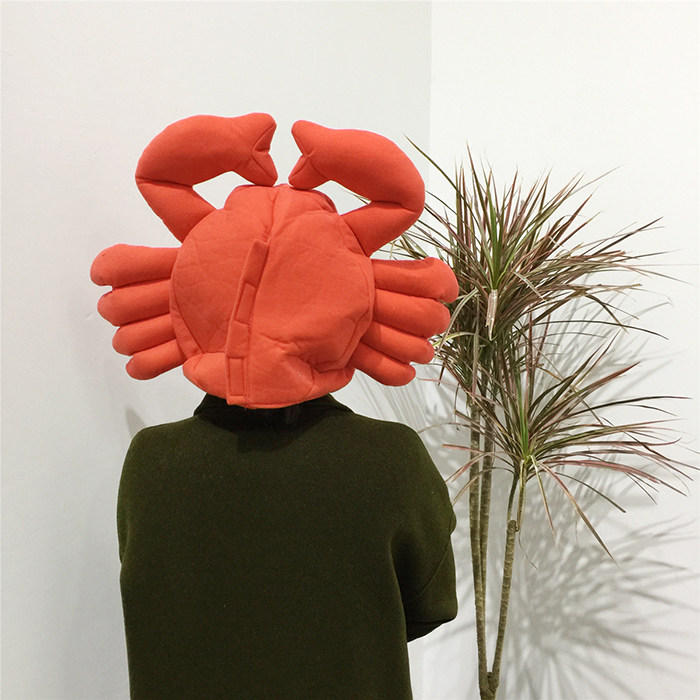 日系卡通甜美卖萌螃蟹头套chic拍照道具软妹搞怪可爱少女帽子头套