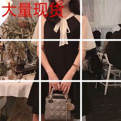 肉完ROUWANBABY180517又少女又气质小黑裙拼纱连衣裙女夏2018新款