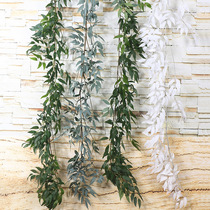 Simulation willow leaf Vine White Green hanging rattan winding vine decoration fake flower Vine fake leaf willow leaf fake branch