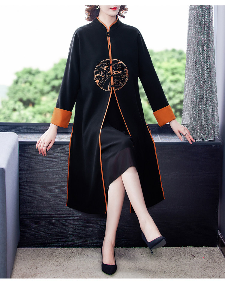 改良版旗袍大衣古风长袖2020年新款秋冬中长中国风中式民族风外套