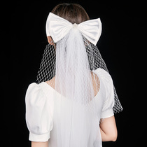 Bride wedding license anniversary tour photo small veil short gauze veil concise wedding dress 2021 new accessories