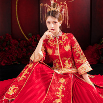 Xiuhe Shi Jia Bride 2022 New Year Wedding Dress Phoenix Crown Xia Yi Chinese Wedding Dress Antique Wedding Dress Long Phoenix