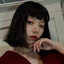 Wig womens short straight hair dog gnawing bangs this killer is not too cold with short hair personality handsome bobo full head cover