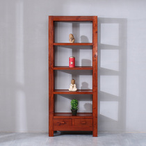 Mahogany color Old Elm Bo ancient shelf solid wood Chinese living room study furniture bookcase bookshelf partition porch shelf