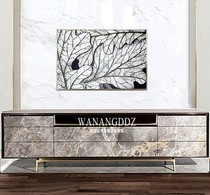 American solid wood luxury TV cabinet post-modern stainless steel metal porch cabinet marble gray decorative cabinet