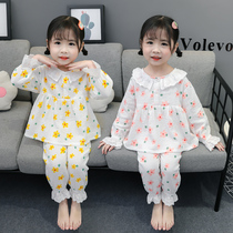 Girls pajamas spring and autumn 1 long-sleeved 2 pure cotton 3-year-old princess 4 childrens home clothes suit 5 children 6 baby girl spring clothes