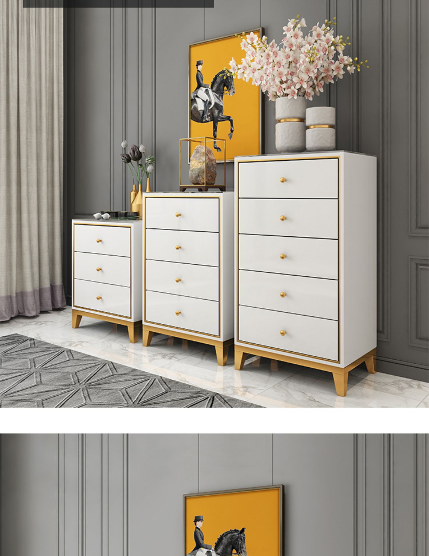 轻奢五斗柜收纳柜组合套装卧室客厅现代简约网红储物柜三四五斗柜