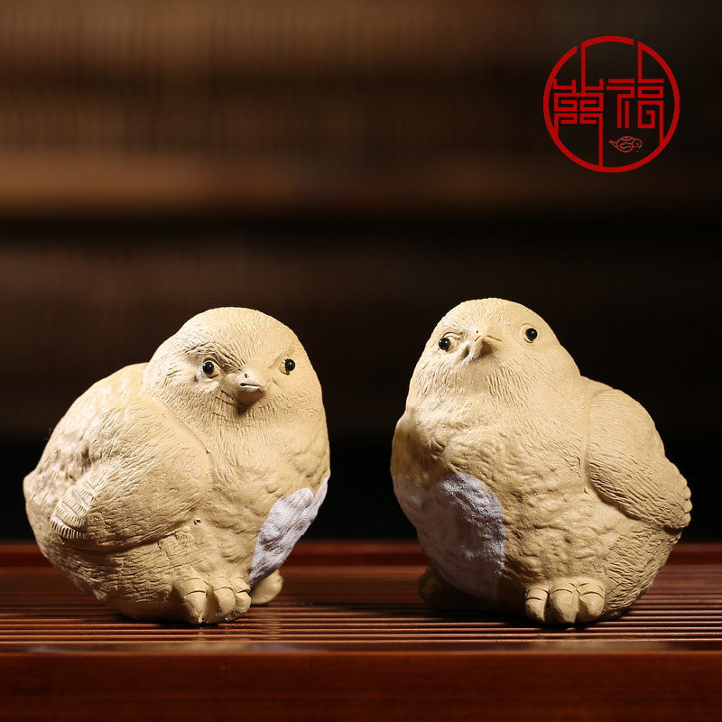 万福 宜兴紫砂生肖茶宠 潘爱州手工雕塑茶玩摆件茶道配件小鸡特价