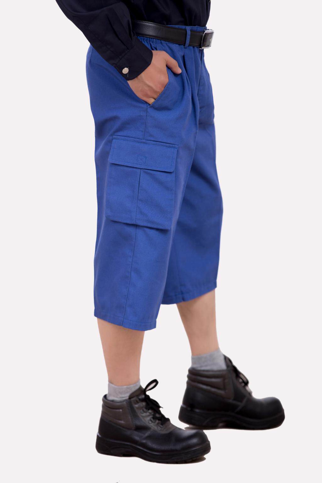 工作裤春夏耐磨汽修电焊多袋七分裤劳保工作服短裤子蓝色劳保裤