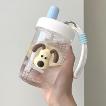 Sports plastic water cup girls with high value portable coffee straw cup summer students lovely with tea warehouse cup