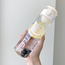 Korean version cute with tea septer plastic cup men and womens water glass minimalist frescoed student movement portable with hand mug