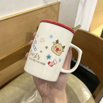 Christmas Deer Mark Cup Men and Women Creative Value Christmas Gift Cup Office with a spoon ceramic cup