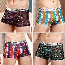 Summer cool and cool ice silk underpants mens flat angle ultra-thin loose breathable Modale trendy sexy guys shorts head