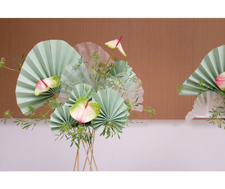 新款折纸扇 纸扇花 手工制作折扇花艺纸扇 婚庆婚车花篮装饰扇子