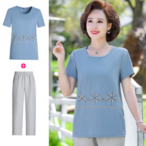 Mommy clothes Summer 2022 new cotton linen suit for older people clothes middle-aged women in summer clothing 50 years old